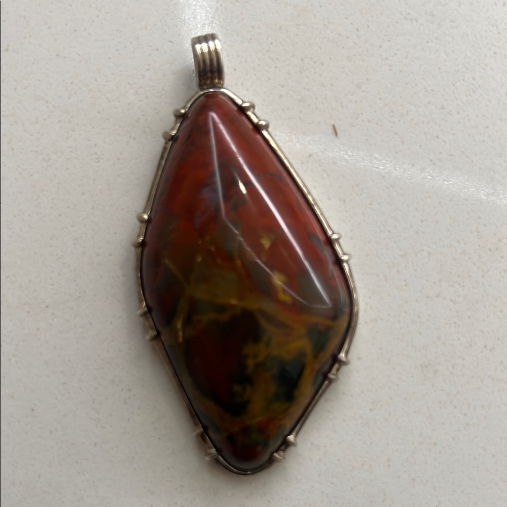 Seame Agate 925 Silver Sterling Gemstone Handmade Jewelry Pendant Necklace